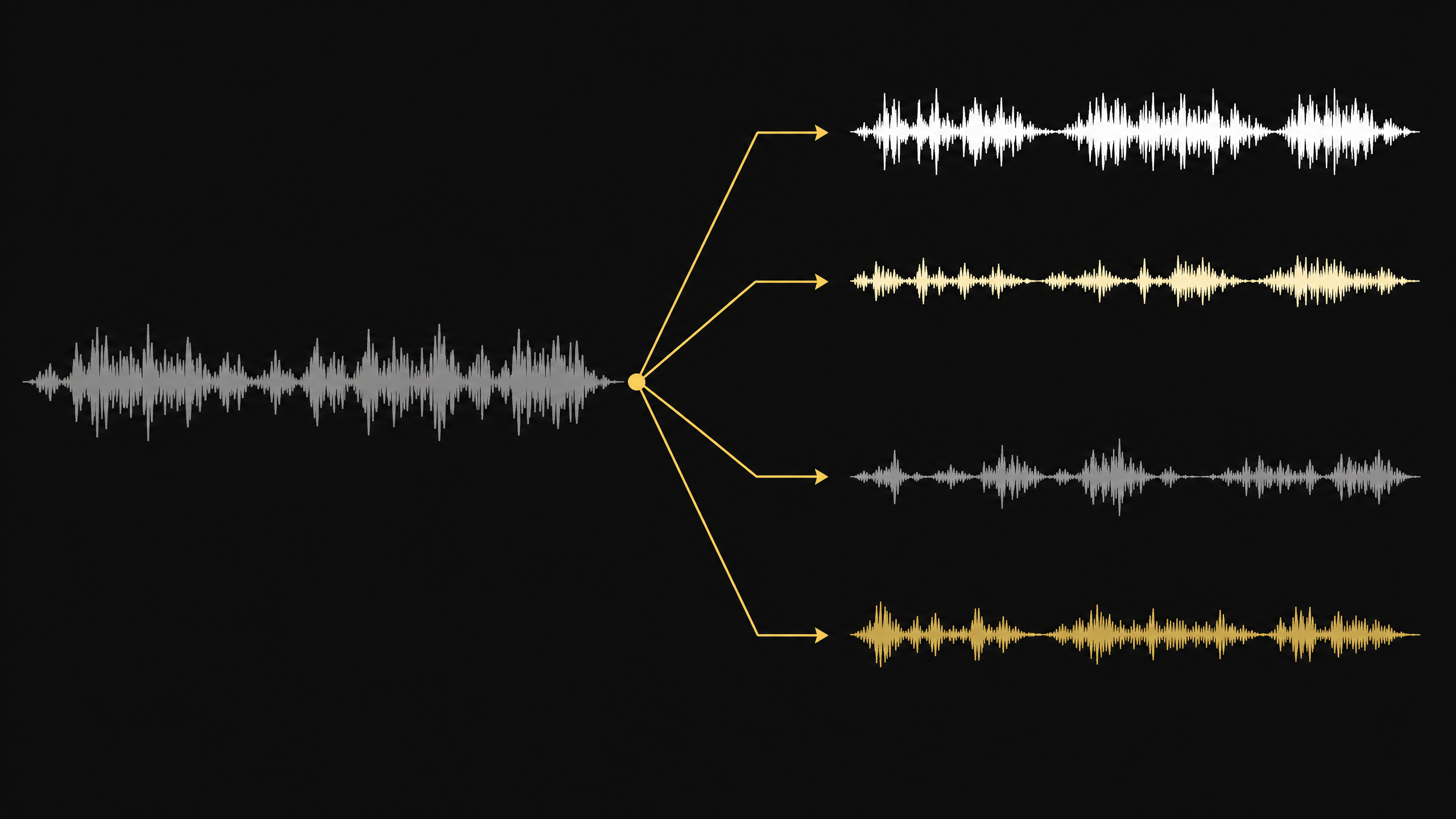 Isolated vocal, drum, bass, and instrumental layers arranged for music production